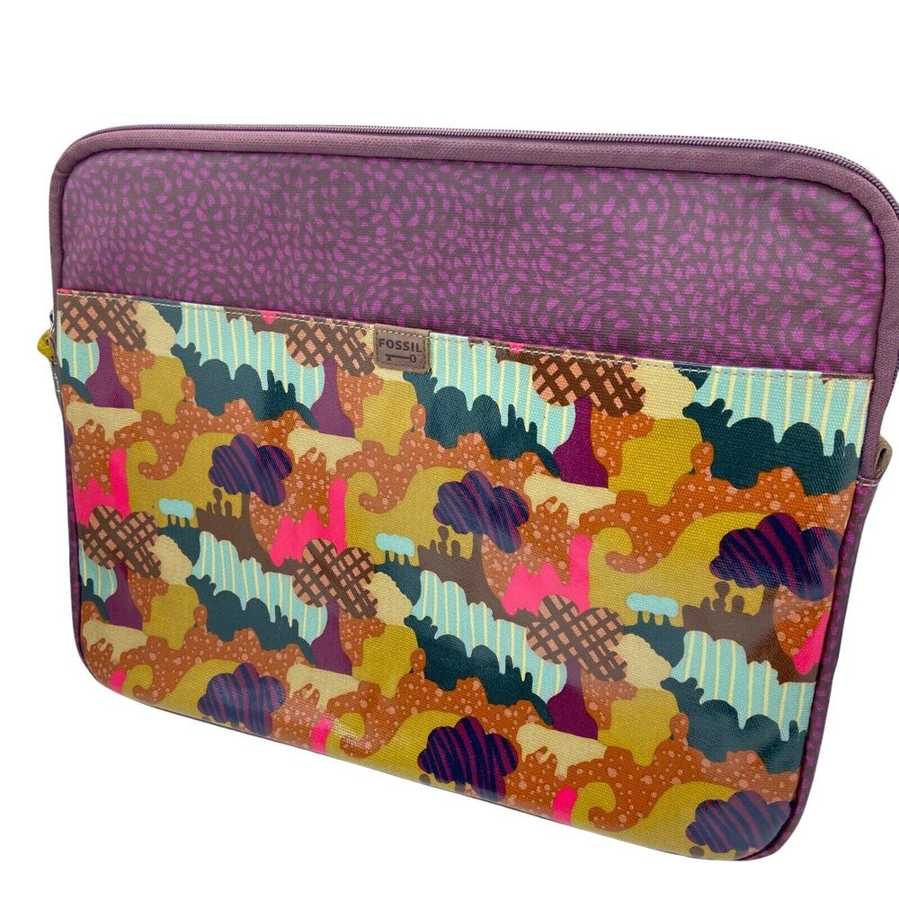 Fossil Key Per Laptop Case Womens Multicolor Coated Canvas Abstract